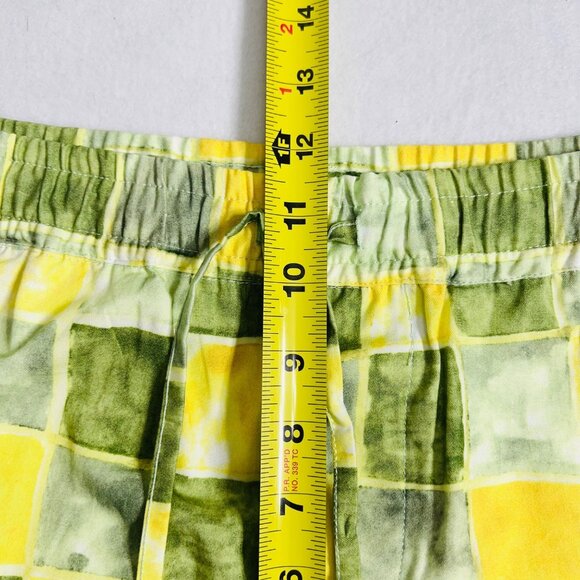 Zara Women's Green & Yellow Checkered Cotton Drawstring Shorts Size Small NWOT - Picture 9 of 11